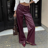Solid Color PU Leather Causal Pants GPBY-SK9997
