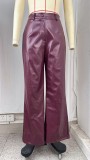 Solid Color PU Leather Causal Pants GPBY-SK9997