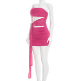 Off Shoulder Mesh Hollow Out Mini Dress GSZM-D26DS051