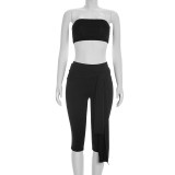 Solid Color Irregular Top Seventh Pants 3 Piece Set GSZM-C26ST085