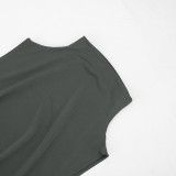 Solid Color Sleeveless Hollow Out Mini Dress GSZM-C26DS092