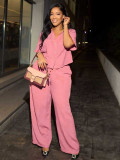 Short Sleeve Solid Color Tops Two Piece Pants Set MIL-L334