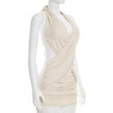 Cross Halterneck Sleeveless Mini Dress GSZM-J26DS044