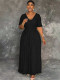 Short Sleeve V Neck Maxi Dress MIL-L322