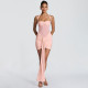 Mesh Halterneck Ruched Mini Dress GSZM-D26DS054
