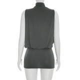 Solid Color Sleeveless Hollow Out Mini Dress GSZM-C26DS092