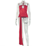 Halterneck Ruched Backless Top GJYO-JT0128962
