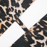 Leopard Print Sleeveless Backless Top Seventh Pants Suit  GSZM-C26ST054