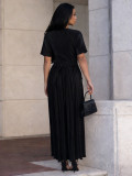 Short Sleeve V Neck Maxi Dress MIL-L322