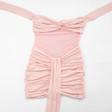 Mesh Halterneck Ruched Mini Dress GSZM-D26DS054