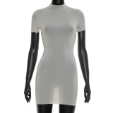 Sexy See Through Short Sleeve Mini Dress GSZM-Y26DS074