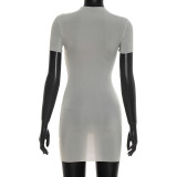 Sexy See Through Short Sleeve Mini Dress GSZM-Y26DS074