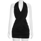 Cross Halterneck Sleeveless Mini Dress GSZM-J26DS044