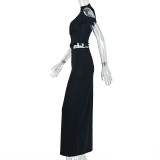 Solid Color Hollow Out Irregular Maxi Dress GJYO-305073