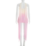 Graduated Print Mesh Tight Tube Top Dress GSZM-D26DS047