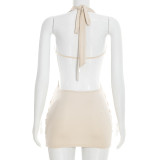 Cross Halterneck Sleeveless Mini Dress GSZM-J26DS044