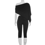 Solid Color Irregular Top Seventh Pants 3 Piece Set GSZM-C26ST085