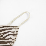 Zebra Print V-neck Mesh Tank Top GSBW-C26TP061 