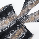Snake Print Backless Hollow Out Jumpsuit MXBF-J26JP014