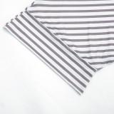 Stripe Print Slash Shoulder T Shirt GSBW-J26TP083