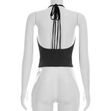 Rivet Halterneck Tie Up Tank Top GSBW-C26TP070