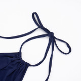 Halterneck Solid Color Backless Seventh Jumpsuit MXBF-J26JP050
