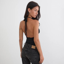 Rivet Halterneck Tie Up Tank Top GSBW-C26TP070