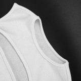 Solid Color Sleeveless Hollow Out Short Suit MXBF-J26ST068