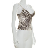 Zebra Print V-neck Mesh Tank Top GSBW-C26TP061 