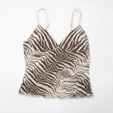 Zebra Print V-neck Mesh Tank Top GSBW-C26TP061 