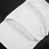 Solid Color Sleeveless Hollow Out Short Suit MXBF-J26ST068