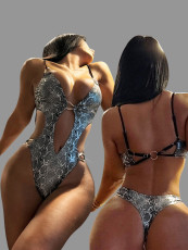 Print Tie Up Backless One Piece Swimsuit CASF-6821