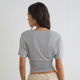 Deep V Neck Bat Sleeve T Shirt GSBW-C26TP096