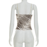 Zebra Print V-neck Mesh Tank Top GSBW-C26TP061 