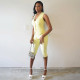 U Neck Sleeveless Top Seventh Pants 2 Piece Set MXBF-J26JP059