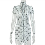 Polka Dot Print Short Sleeve Two Piece Skirt Set GJYO-711875