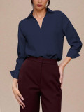 Loose V Neck Long Sleeve Shirts GSRX-663