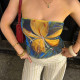 Floral-print Color Blocked Mesh Tube Top GPKJ-MR48309