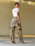 Plus Size Irregular Holes Straight Jeans GYLN-0211
