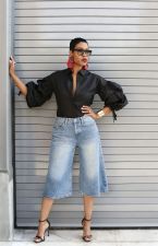 High Waist Washed Hot Drill Straight Fifth Jeans GYLN-7270