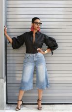 High Waist Washed Hot Drill Straight Fifth Jeans GYLN-7270