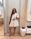 Striped Bubble Short-Sleeve Midi Dress OLYF-6197