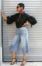 High Waist Washed Hot Drill Straight Fifth Jeans GYLN-7270