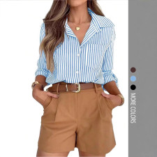 Stripe Long Sleeve Lapel Shirts GSRX-SRX736