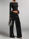 Casual sequined Drawstring Pants GXRF-QC160
