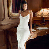 Lace Patchwork V Neck Backless Maxi Dress GPKJ-MR48286
