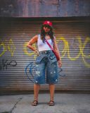 Plus Size Fashion Holes Straight Fifth Jeans GYLN-8797