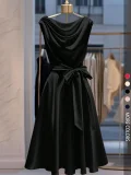 Solid Color Sleeveless Tie Up Midi Dress GSRX-709