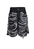 Plus Size Washed Holes Fashion Fifth Jeans GYLN-0082