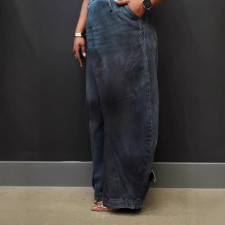 Plus Size Vintage Washed Wide Leg Jeans GYLN-9040